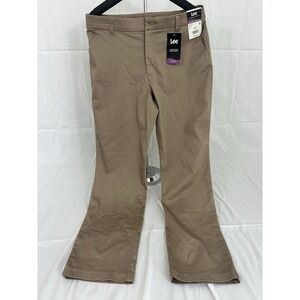 Lee Womens Ultra Soft Waistband Straight Leg Mid Rise Pants Flax Tan Sz 12M NEW